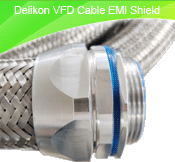 Delikon EMI Shielding Heavy Series Over Braided Flexible Conduit and Shield Termination Heavy Series Connector for VFD Cable