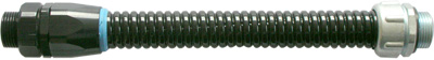 PVC covered flexible metallic conduit with anodized black connector